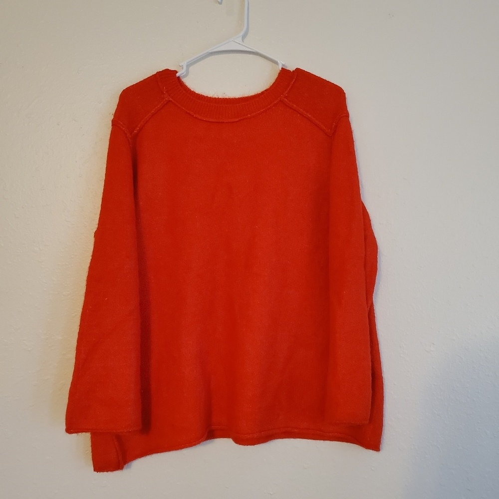 Zara Neon Orange Chunky Knit Sweater